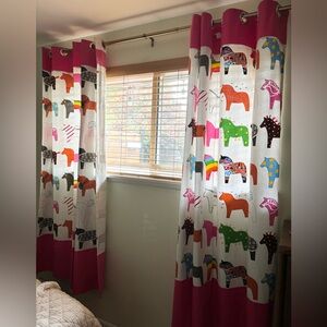 IKEA Dala horse curtain panels rainbow with grommets